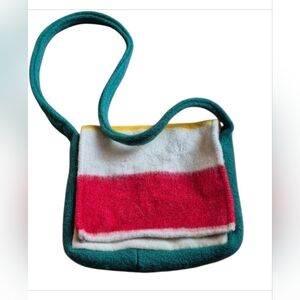 Vintage Wool Shoulder Bag With Inside Pouch